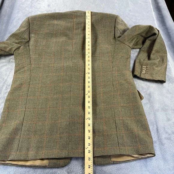Corneliani Mens 42L US Blazer Jacket Virgin Wool Extrafine Brown Houndstooth VTG